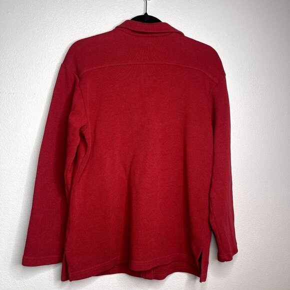 Disney Womens Winnie the Pooh Piglet Embroidered Ribbed Sweater SZ L Red Button - Picture 2 of 12